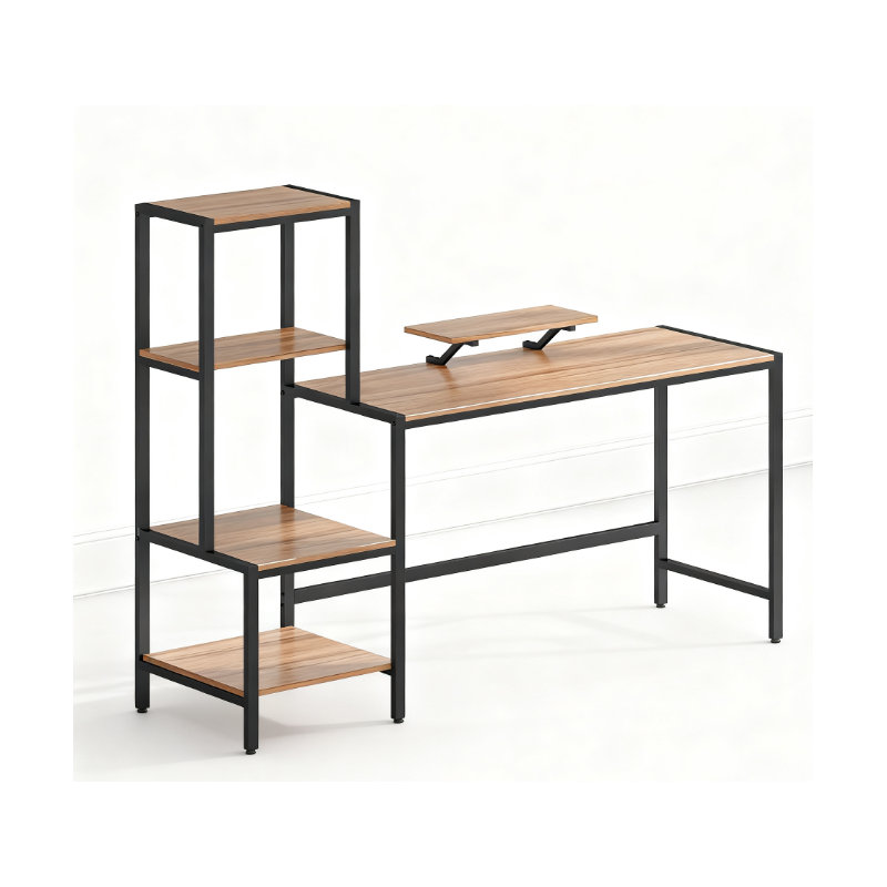 66.9" Computer Desk with Monitor Stand & Reversible Storage Shelves