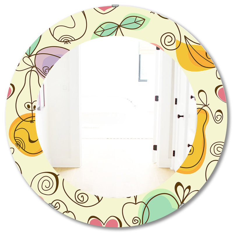 Poires et cerises pommes - miroir bohémien et éclectique, H 31,5 po x l po