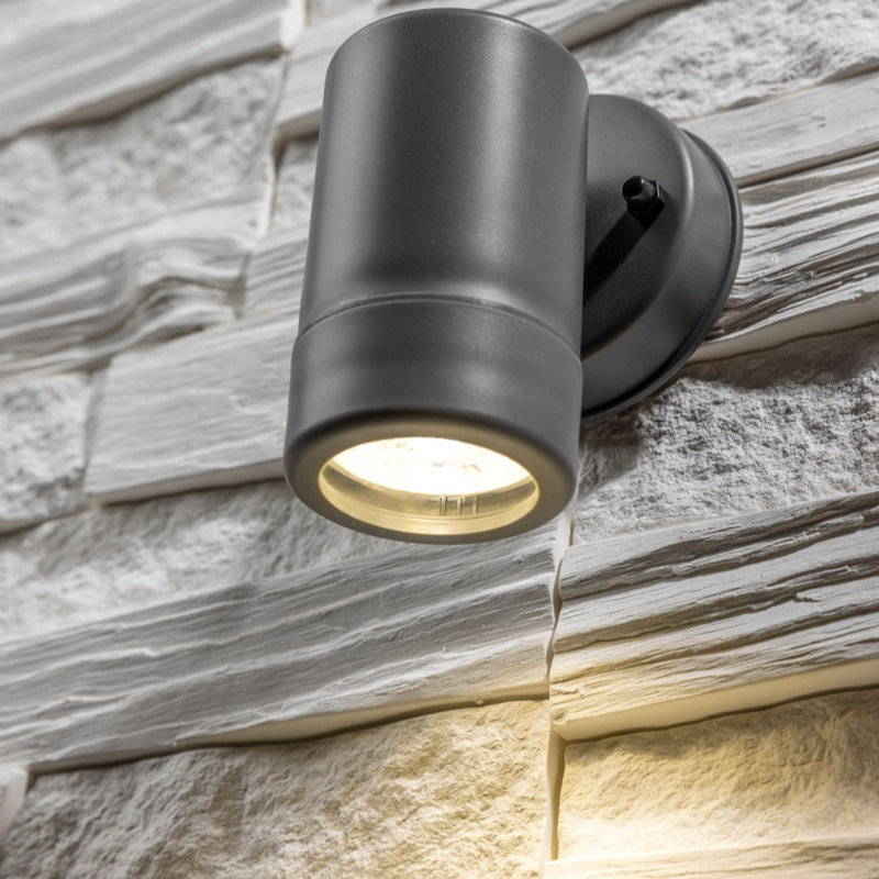Bortman 12cm H Outdoor Wall Lantern, Dark Grey