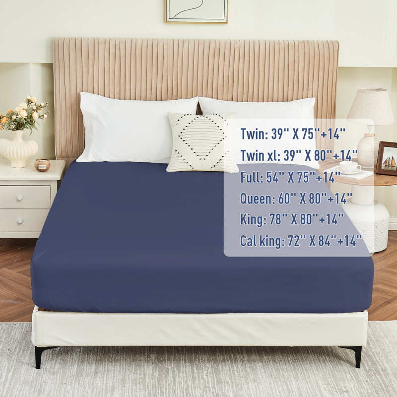 Double Brushed Microfiber Fitted Sheet With Straps Fits Up To 14, Twin Fitted Sheet, Navy