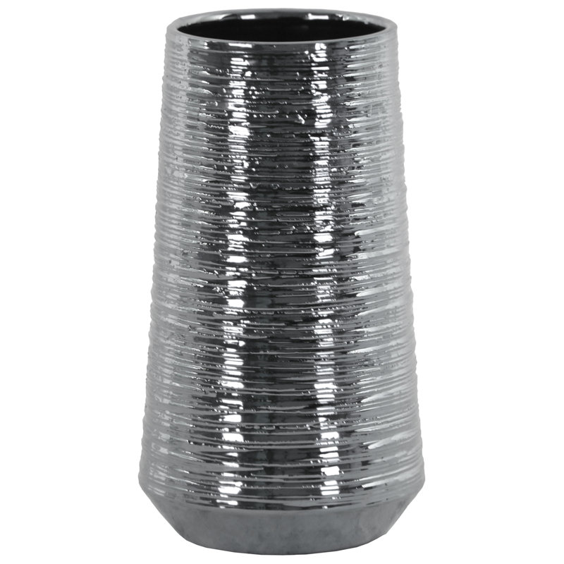Table Vase, Silver, 11.5" H x 6.5" W x 6.5" D