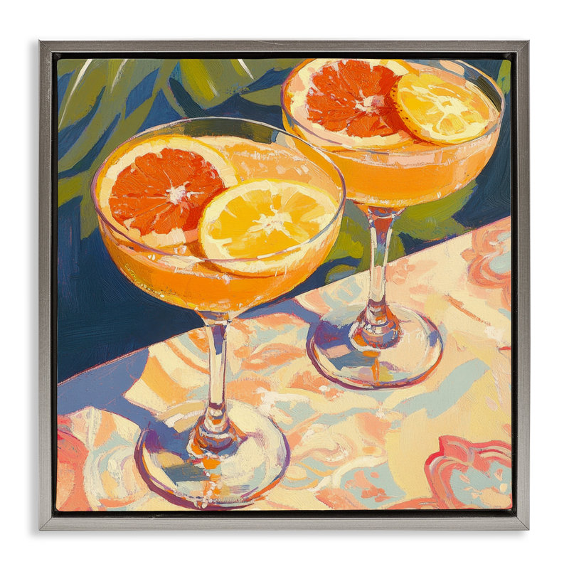 Cadre flottant à motif de fruits d'été, design par Petal Prints Design, 18 x 18, Lustre Grey Floater Framed