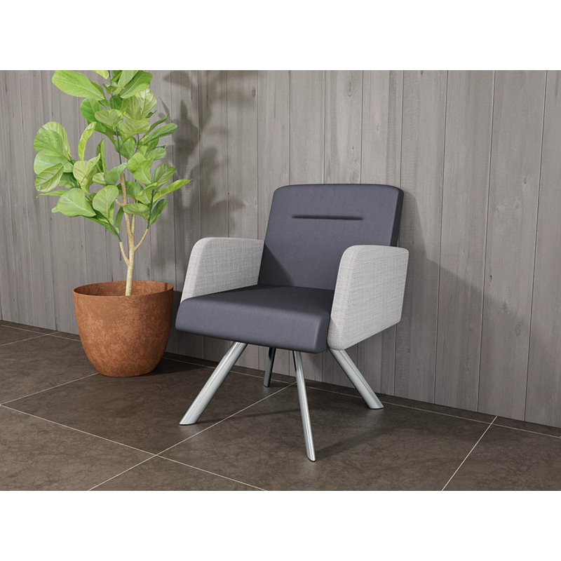 Fauteuil de réception Willow, Plaqué chrome, Noir Patriot Plus / gris chambray
