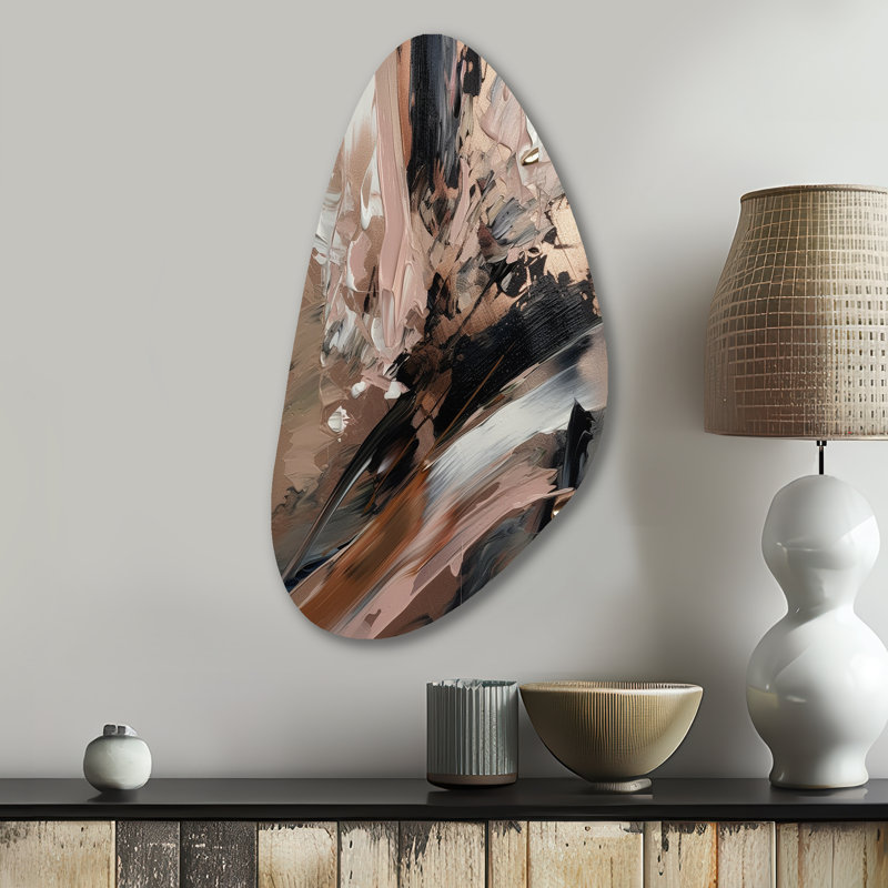 Brown And Black Beyond Boundaries II - Abstract Asymmetrical Metal Wall Art, Modern Irregular Shape Metal Art Print