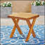 Table d'appoint en bois d'acacia fabriquée à la main avec finition en teck sablé pour une utilisation extérieure, design rustique et durable