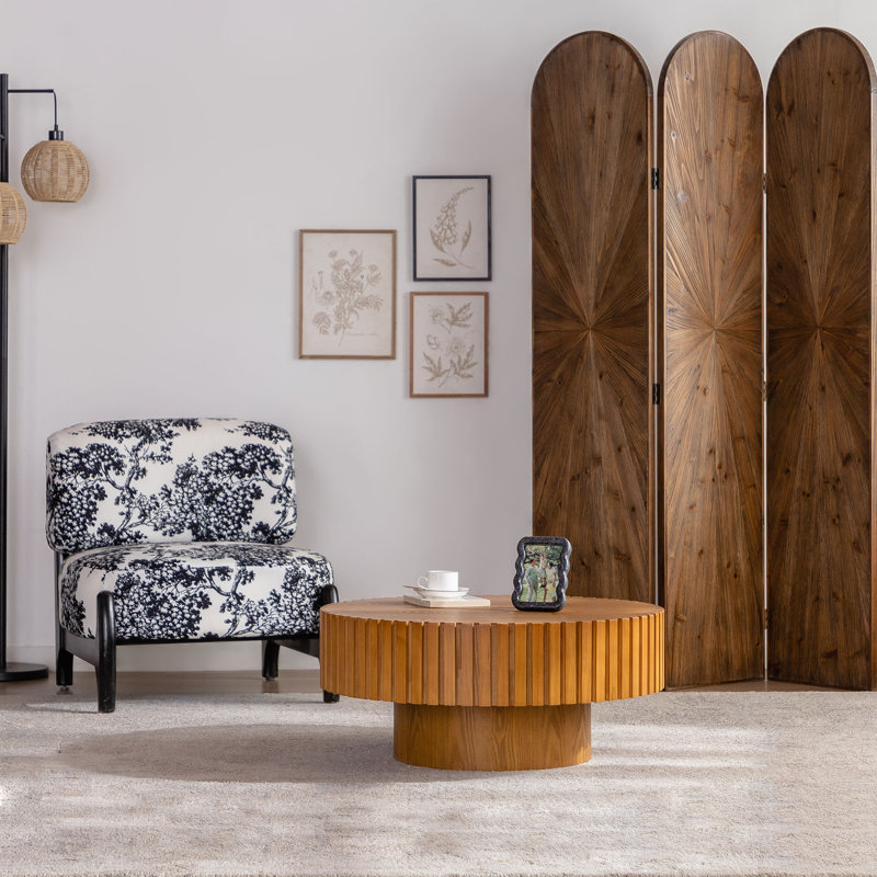 Table basse à piédestal Ansel, H 13,42 po x L 39,37 po x l 39,37 po, Chêne