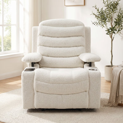 Electric Power Recliner Chair Swivel Rocker With Heat & Lumbar Support, 160° Lay Flat Massage Recliner, 270° Swivel Nursery Glider Chair With USB & Type-C Charging Ports, Smart Cup Holders, Adjustable Armrests, Chenille Fabric Lounge Chair