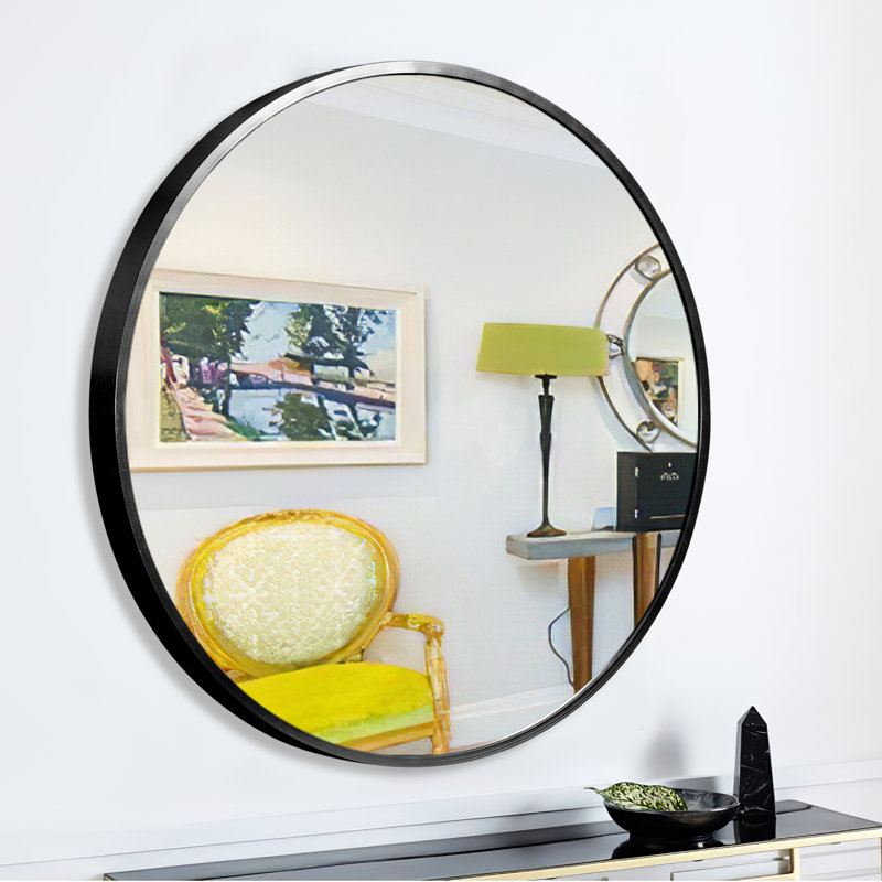Miroir de salle de bain 23,6 po * 23,6 po, Noir, H 28 po x l 28 po
