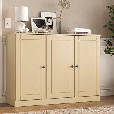 100% Solid Wood Shoe Storage Cabinet with Raised Panel Doors, Adjustable Shelves, Space Saving Modular Entryway Organizer, 48.5" W x 35.75" H