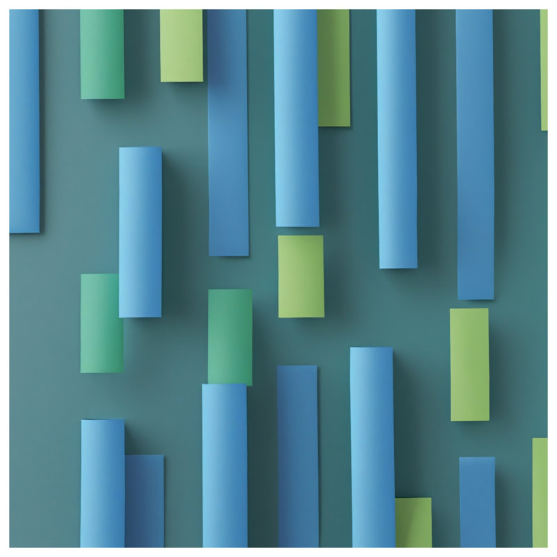 Blue Green Vertical Rectangles Quilted Bedspread All Sizes, Twin