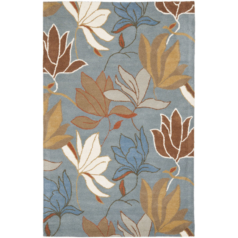 Soho Hand Tufted Wool Floral Rug, Rectangle 5' x 8'