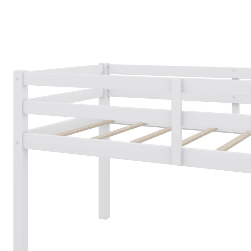 Lit mezzanine simple surélevé avec échelle, Blanc