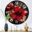 Horloge murale rouge - Hibiscus doré sur fond noir II-93379149