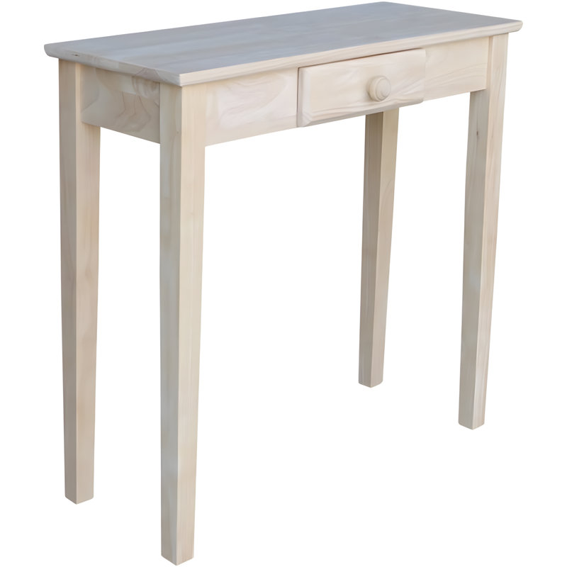 Solid  Rectangular Hall Table With Drawer, Unfinished Diy Furniture For Custom Painting Or Staining, Sturdy And Durable Design