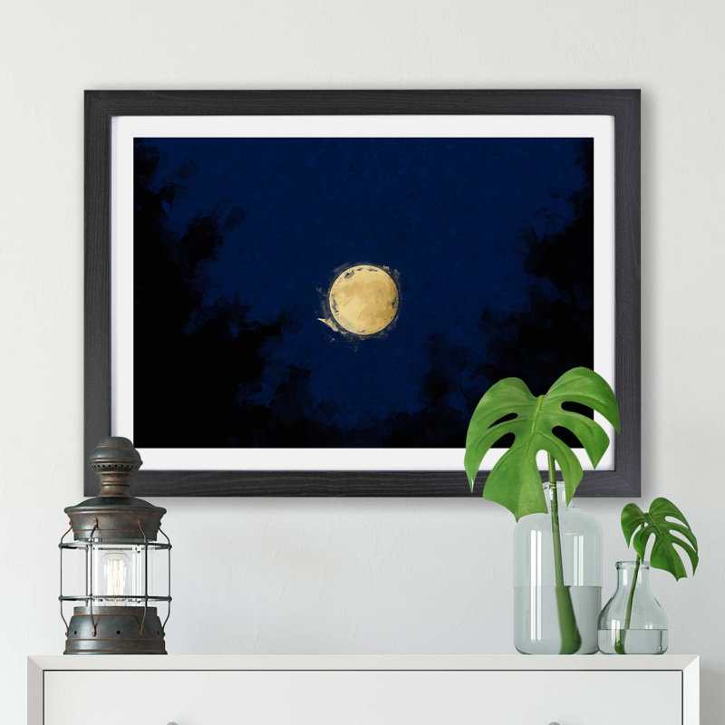 Moon Through the Trees - Framed Print, Black, 45cm H x 63cm W x 2cm D