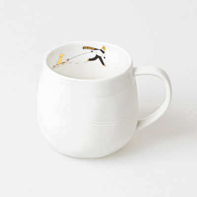 Snowy Day Porcelain Mug - Puppy Sledding