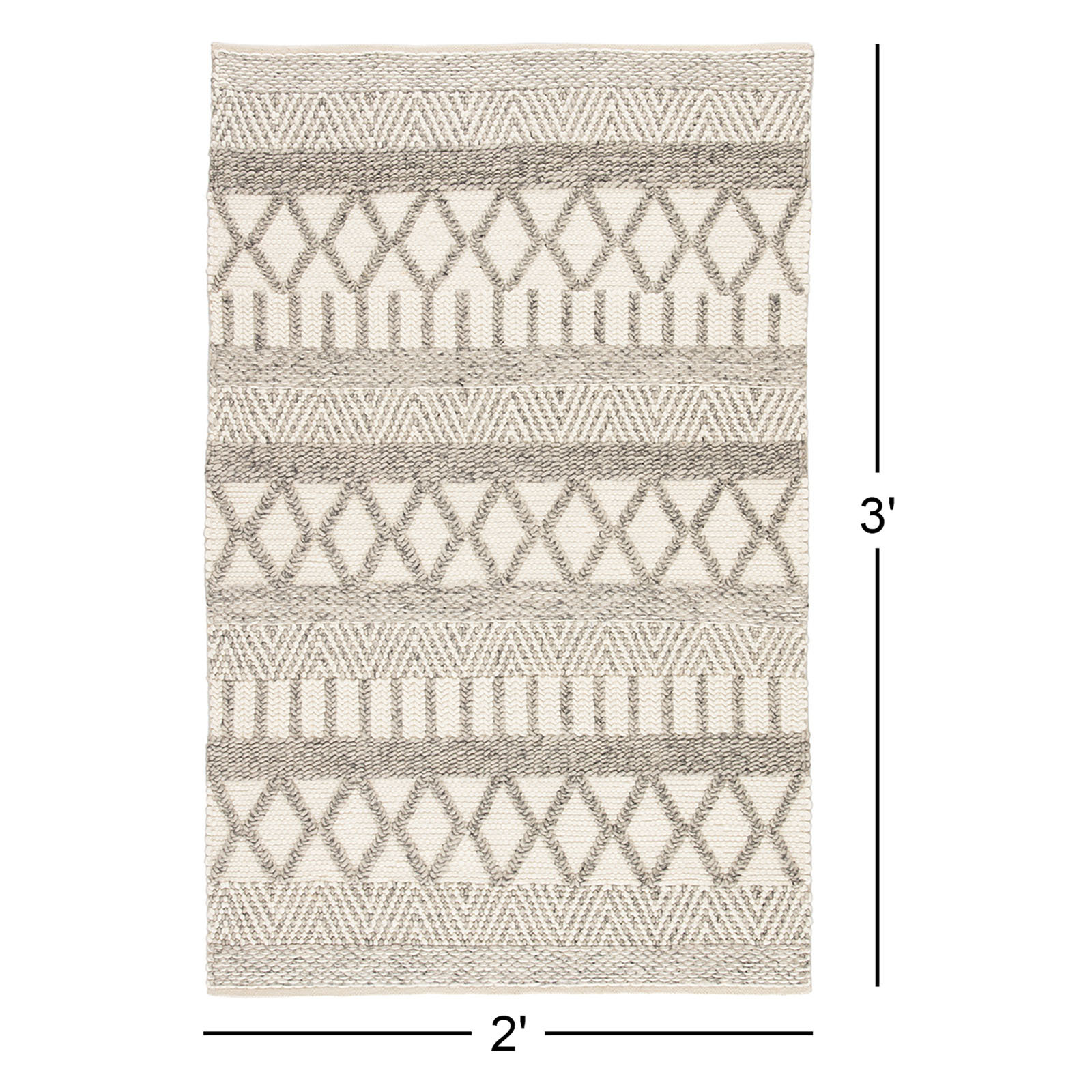 Gayle Handmade Wool Gray/Ivory Rug, Rectangle 2' x 3'