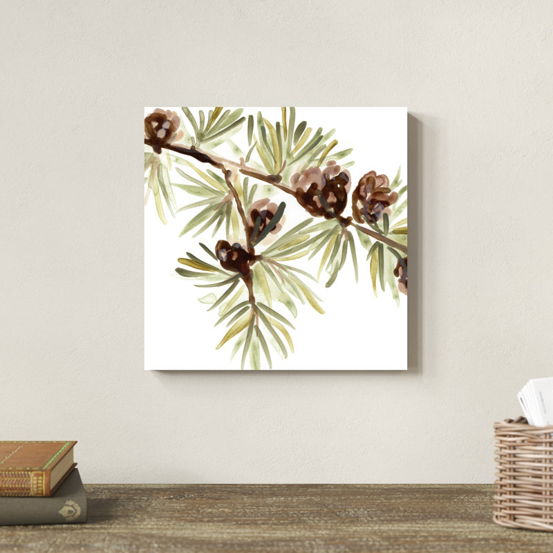 «Simple Pine Cone III» par June Erica Vess - peinture sur toile tendue, H 12 po x l 12 po