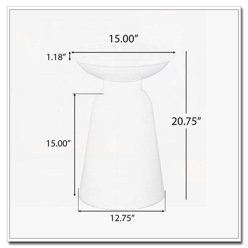 Table de bout d'extérieur en métal, Blanc