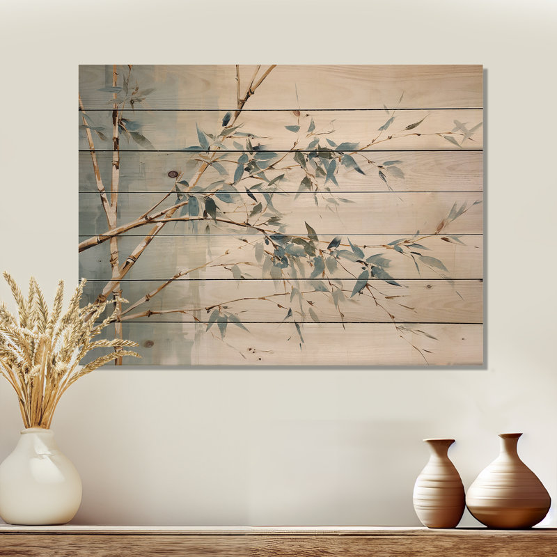 «Green Zen Moment», art mural sur bois de pin naturel, H 30 po x l 40 po
