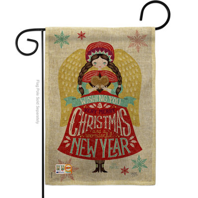 Drapeau de jardin 2 côtés en polyester 1'6,5" x 1'1" christmas fille