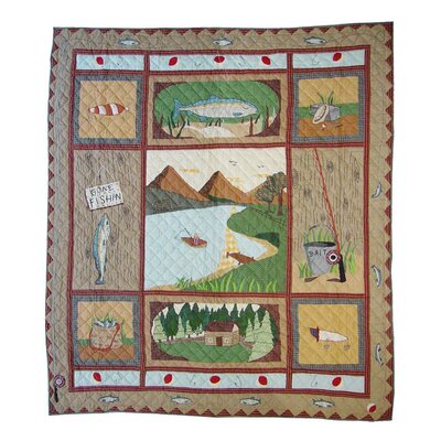 Gone Fishing Single Reversible Quilt -  Patch Magic, QQGOFI