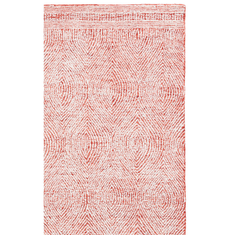 Cole Hand Tufted Wool Rug, Rectangle 5' x 8', Ivory/Red