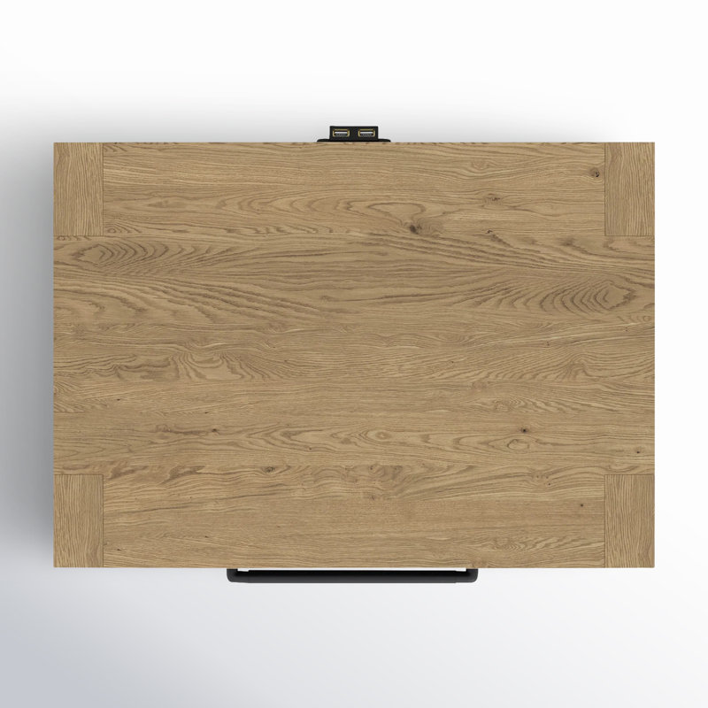 Pale Oak 1-Drawer Nightstand with USB Ports
