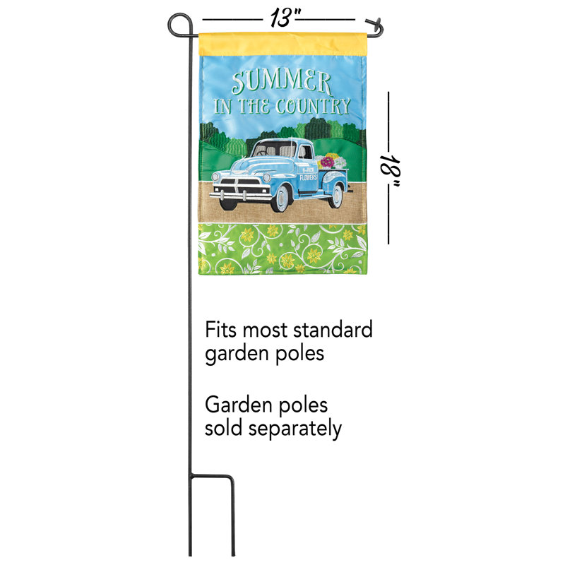 Drapeau de jardin camion en polyester à 2 côtés, H 18 po x l 13 po