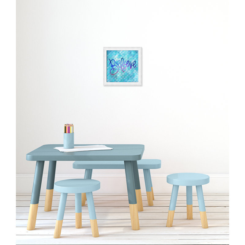 Décoration murale croire pour enfants, H 14 po x l 14 po x P 0,63 po, Encadré plat à grain de bois blanc