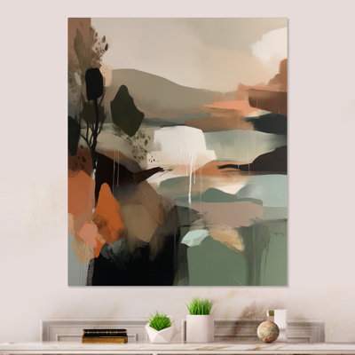 «Green and Beige Transcendant Reality I», peinture murale abstraite en métal