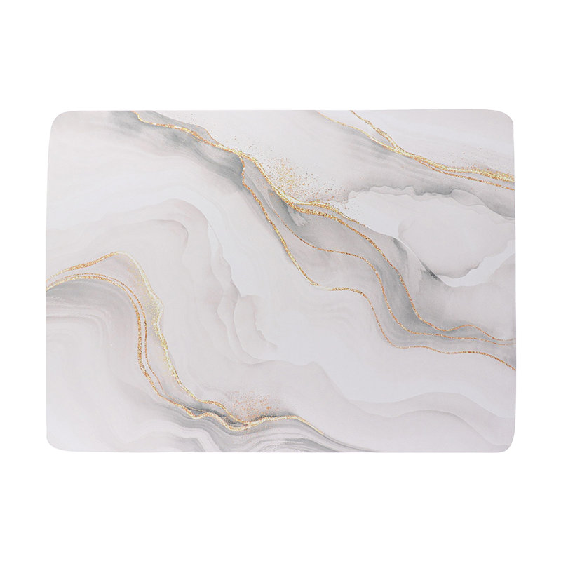 Decorative Bath Mat 24x18 – Ultra Absorbent Quick Dry Rug with Anti-Slip Rubber Backing, Beige/Gray/Gold Marble