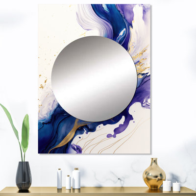 Blue And Gold Splash Paint IV - Modern Mirror Wall Decor MTMIR55452