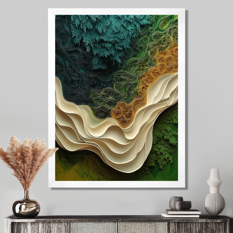 Obieze - Abstract Canvas Art Print, 20" H x 12" W, Single Picture Framed Print, White