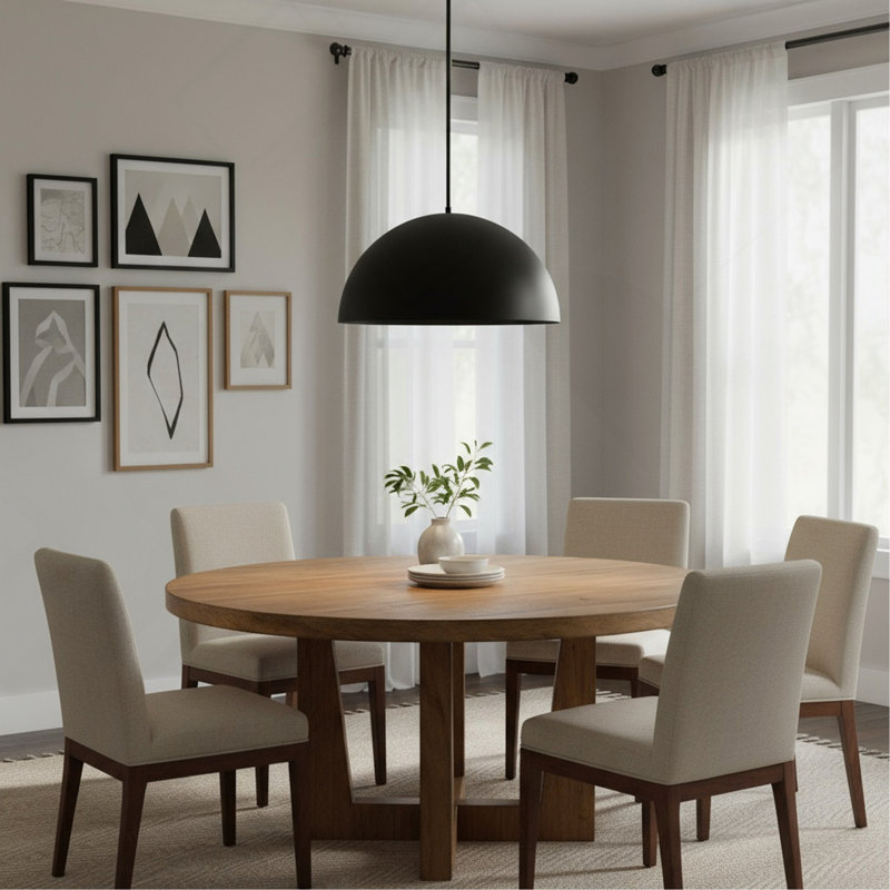 Luminaire suspendu noir à DEL 24 po de diamètre intégré