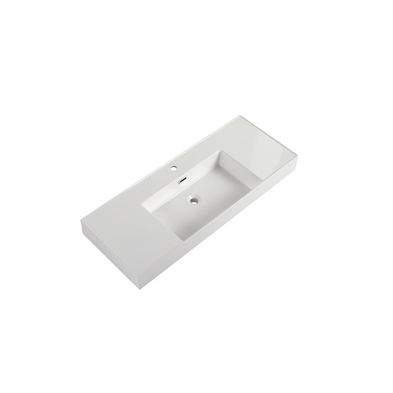 Lavabo de salle de bain 48 po blanc en résine - enduit de gel, attrayant, profondeur 48,41 po, largeur 17,57 po, anti-rayures 4,82 po,