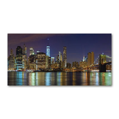 Manhattan By Night - Wrapped Canvas Print