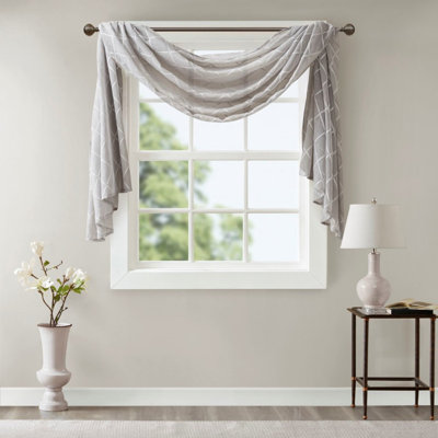Diamond Sheer Embroidered Window Scarf