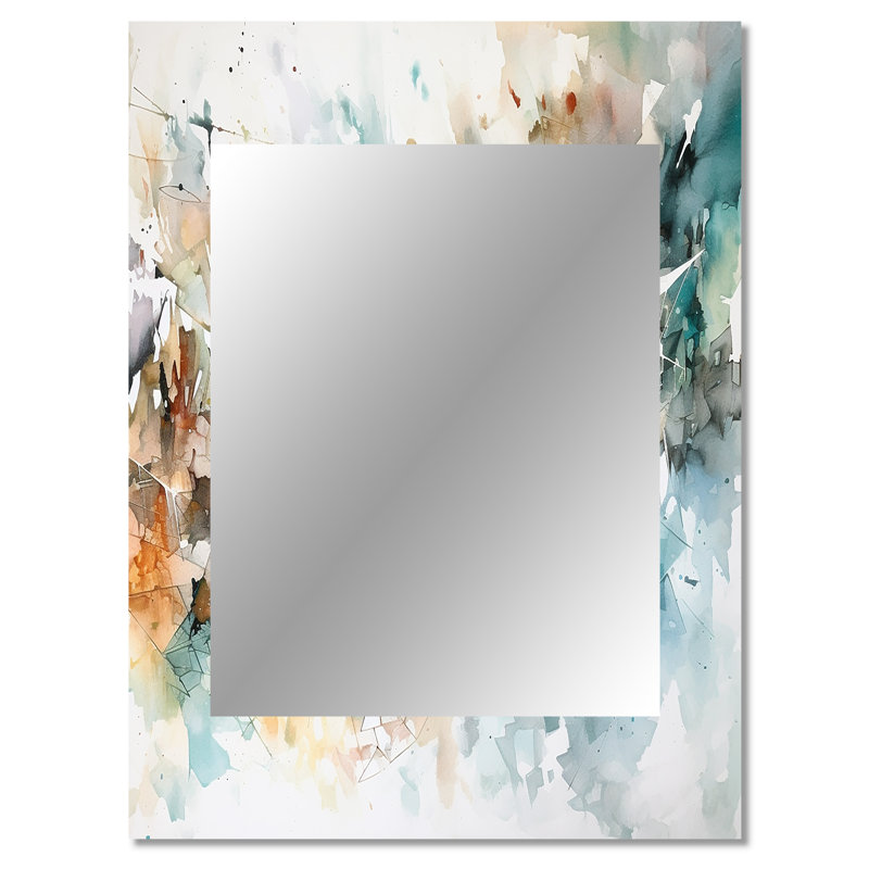 Vibrant Paint Eruption V - miroir géométrique, miroir mural décoratif moderne, impression d'art en métal, 40 po x 30 po