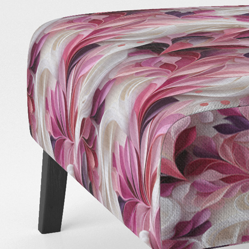 Subtle Leaves In Minimalism - Upholstered Floral & Pattern Accent Slipper Chair