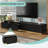 Luxury Fluted TV Stand, Faux Marble Tabletop Media Console With 4 Drawers, Tv Console Table