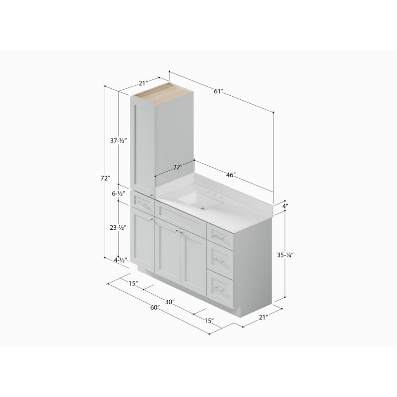 Ensemble de meuble-lavabo simple 60 po Disar, Gris