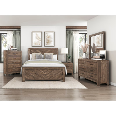 Grand lit rustique brun, mobilier moderne en bois, ornement avec tête de lit et rails, sommier requis