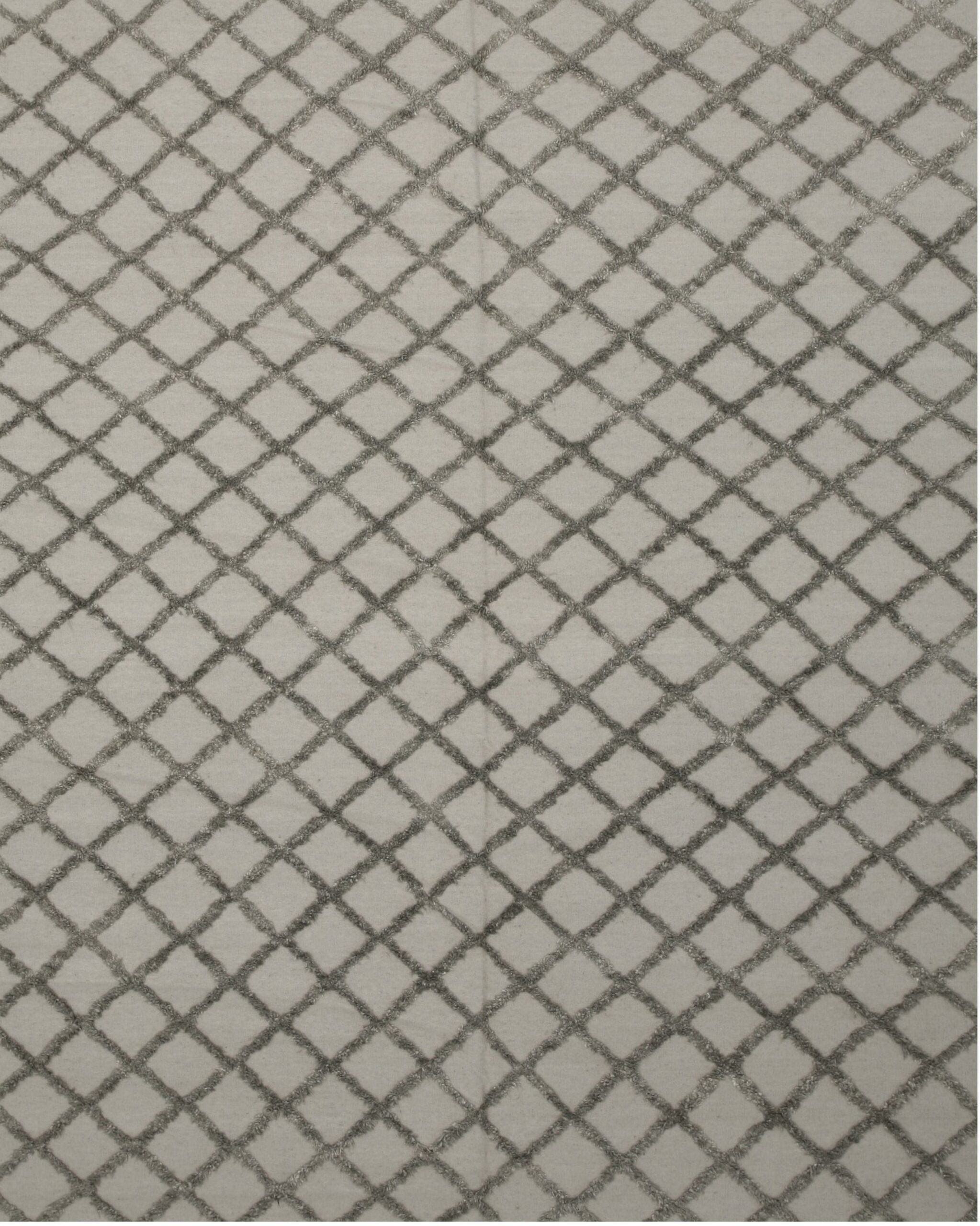 The New England Collection 10x14 Gray Handwoven Wool Viscose Diamond ...