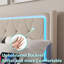 Cadre de lit simple avec lumière DEL, cadre de lit plateforme tapissier avec station de charge, tête de lit tapissier à oreilles moderne, assemblage facile-1201043714-1201043712