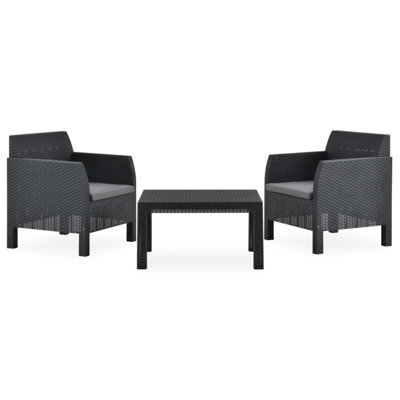 3 Piece Patio Lounge Set with Cushions