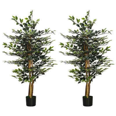 130cm Faux Ficus Tree in Cement Pot