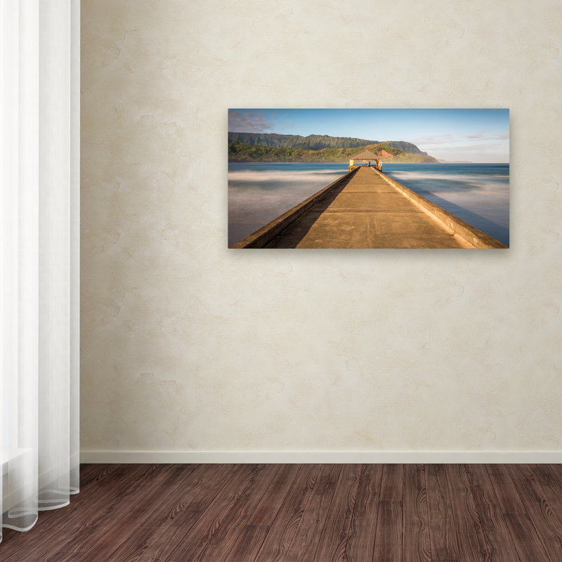 Pier of Hanalei Bay Blue Ocean Canvas Print