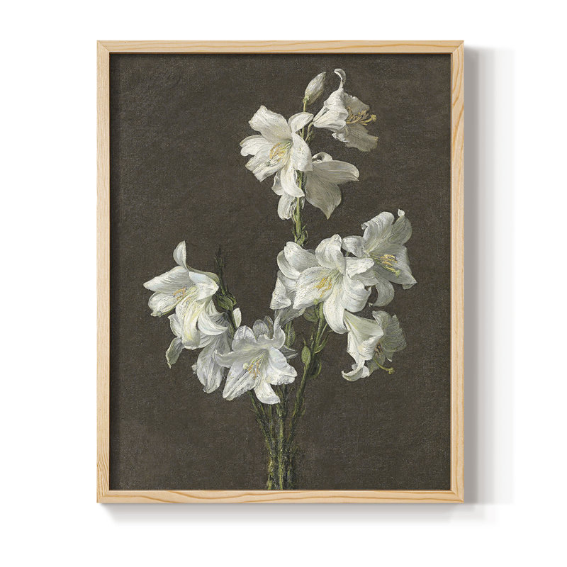 Impression florale vintage encadrée CCXCIV - bois massif, Naturel, H 21 po x l 17 po