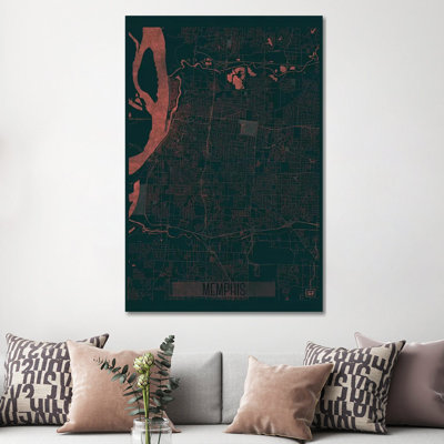 Memphis Infrared Urban Blueprint Map by Hubert Roguski - Wrapped Canvas Print